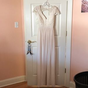 Cream maxi open back formal dress